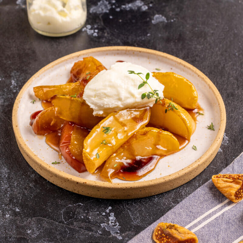 Caramelised fruit recipe with Sheep Yogurt