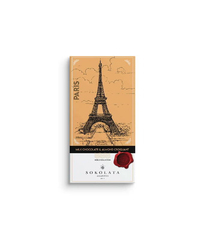 World Collection: Paris (Milk Salted Caramel Chocolate & Almond Croquant) 100g