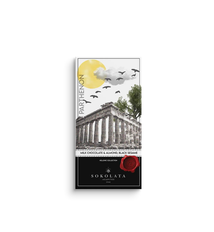 Hellenic Collection - Parthenon (Milk Chocolate,  Almonds, Black Sesame) 100g